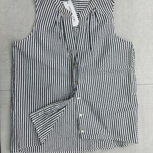 Amour Vert Women’s and White Striped Casual Button Down Shirt